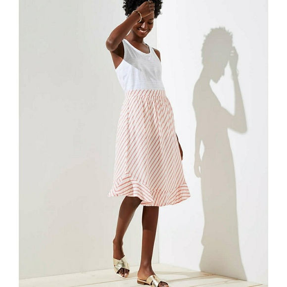 LOFT Dresses & Skirts - NWT LOFT Striped Ruffle Asymmetrical Skirt